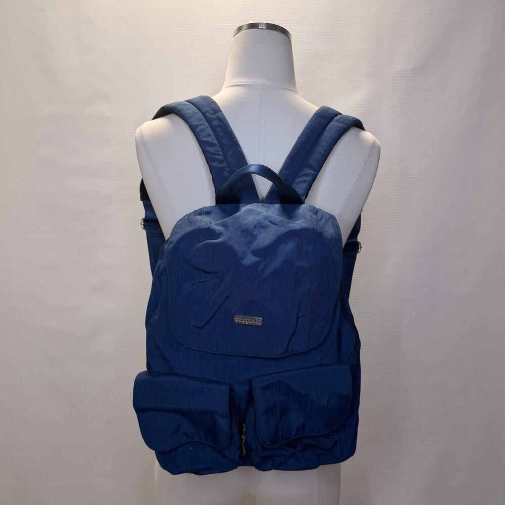 Baggallini Blue Nylon Backpack 15in Women Soft Case Adjustable Straps Daypack